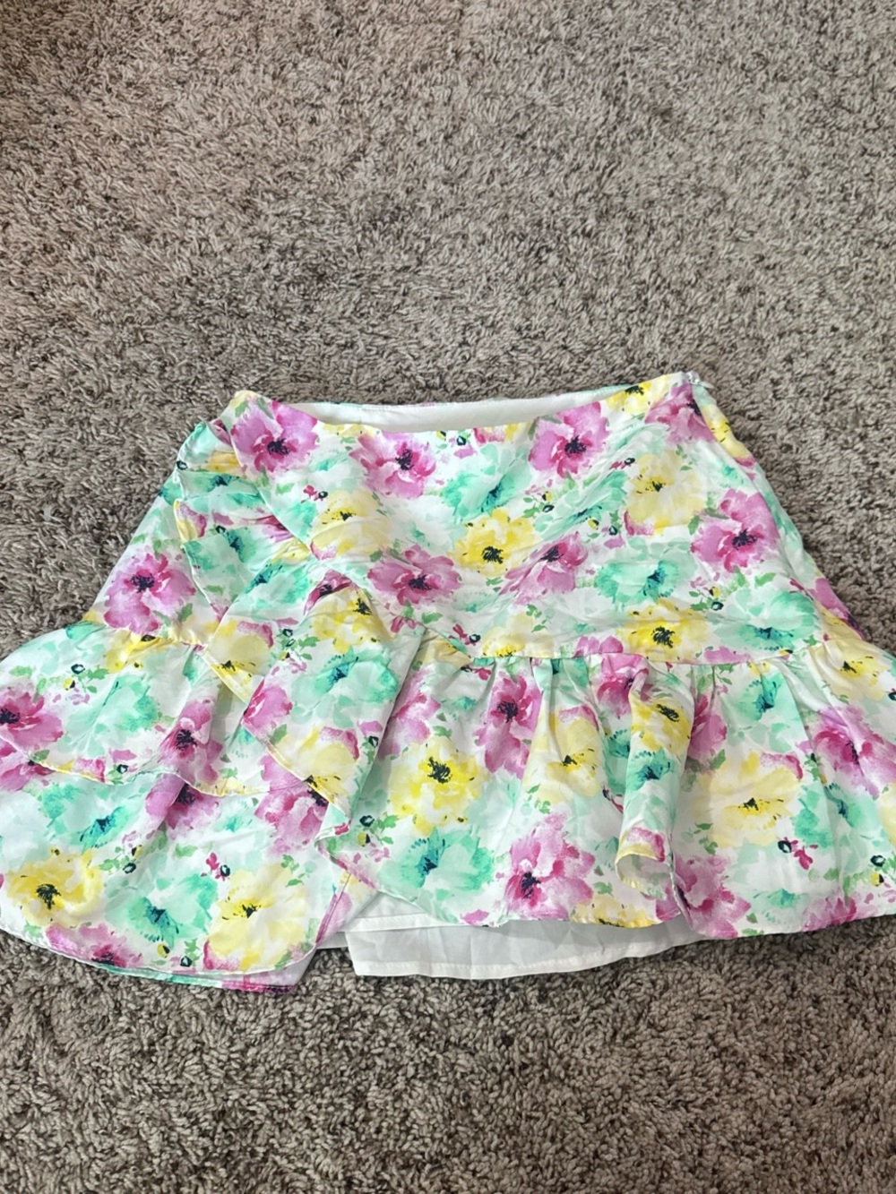 DO+BE Pastel Floral Ruffle Skirt in Pink, Yellow & Mint
